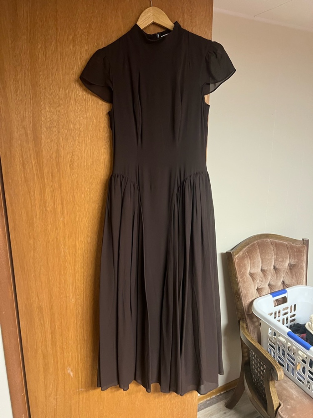 Reformation Black Maxi Dress with Flutter Sleeves